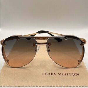Louis Vuitton LV Ash Aviator Sunglasses Gold Brown Gradient Monogram